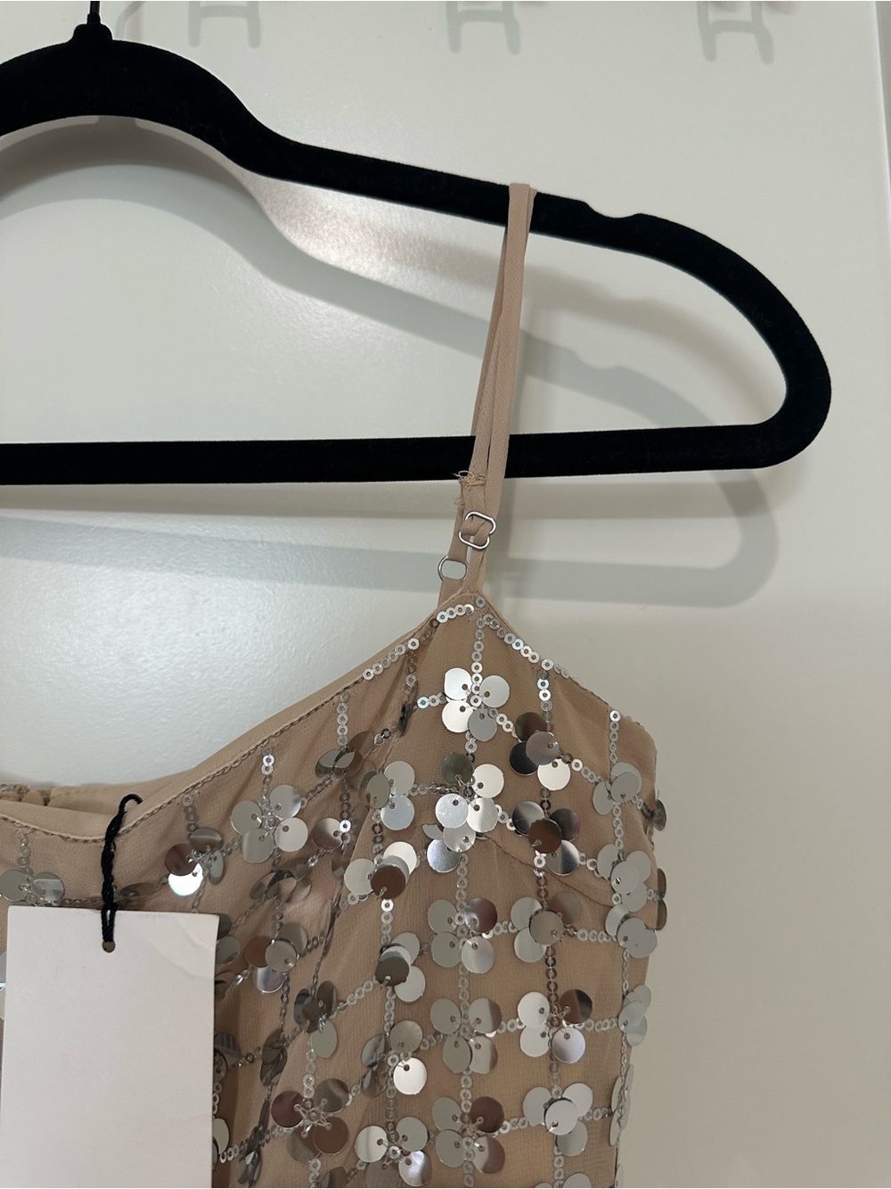 Zara Beige Sequin Mini Dress - Picture 2 of 5